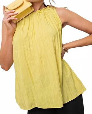NEW KORI classic textured sleeveless blouse in vibrant yellow